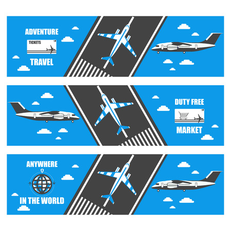 flat banners airport in vector format eps10のイラスト素材