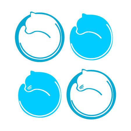 set of flat cat logoのイラスト素材
