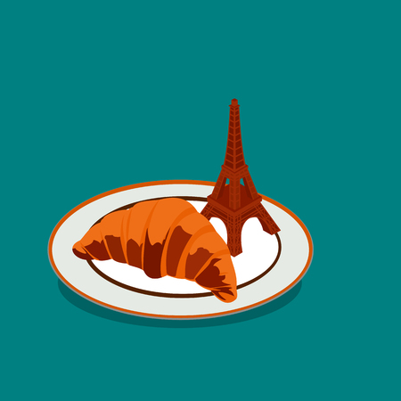 flat illustration of a croissant in Parisのイラスト素材