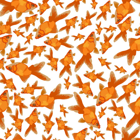 Flat seamless goldfish patternのイラスト素材