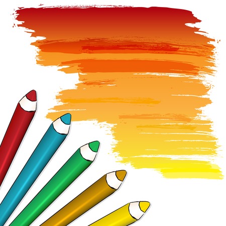 white  background with comic style Coloured pencilsのイラスト素材
