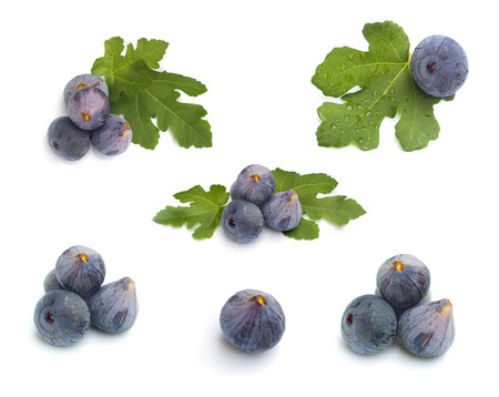 Set of Fresh figs isolated on white background