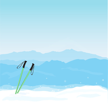 Vector Winter horizontal banner with Canigou silhouetteのイラスト素材