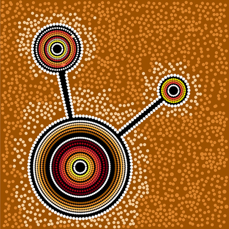Australia Aboriginal art background with dotsのイラスト素材