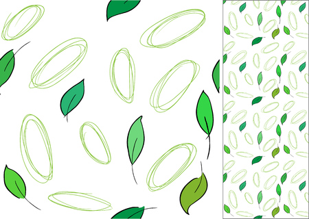 Seamless pattern with leaves and drawn circlesのイラスト素材