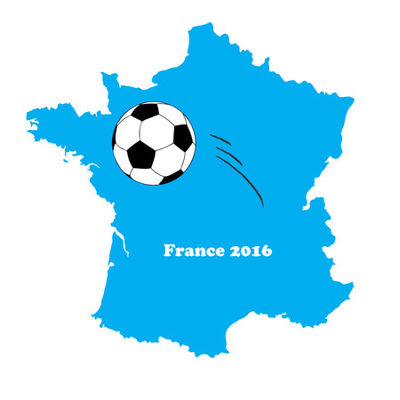 Blue france map with football/soccer ballのイラスト素材