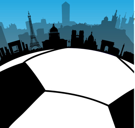 France cities skylines with  football / soccer ballのイラスト素材