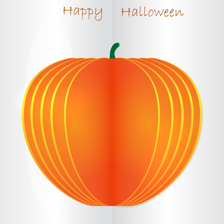Orange vector paper Halloween pumpkin on paper backgroundのイラスト素材