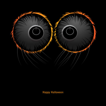 Halloween Monster vector black background. Spider eyesのイラスト素材
