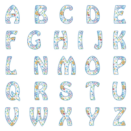 Vector Alphabet with retro dots and circles pattern.のイラスト素材