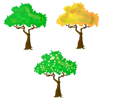 Seasons collection of treesのイラスト素材