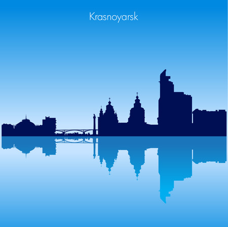 Vector Krasnoyarsk russia skyline silhouette. vector illustration.のイラスト素材