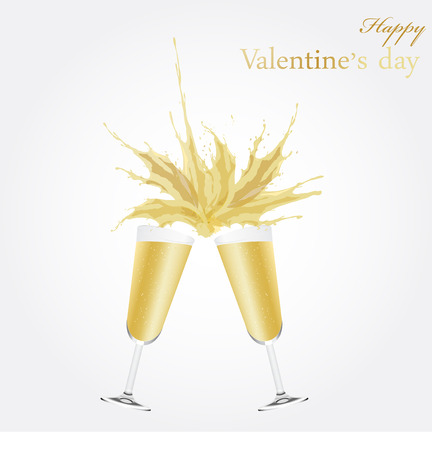 Vector Illustration of Two glasses of champagne. Happy New Year and Valentine concept.のイラスト素材