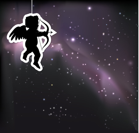 Valentine's night stars sky background with Cupid silhouette EPS10 vectorのイラスト素材