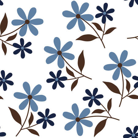 Seamless vector pattern with very peri flowers on a white backgroundのイラスト素材