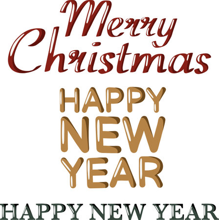 Vector volume lettering. Merry Christmas and Happy New Yearのイラスト素材
