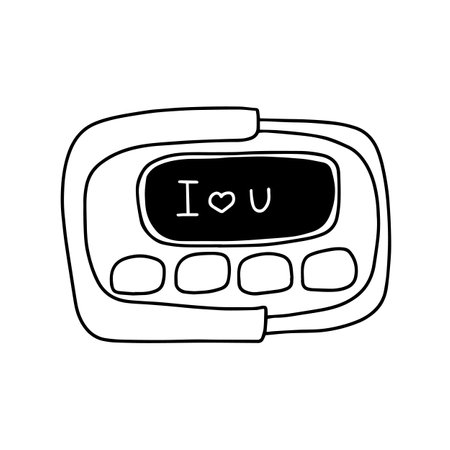 Doodle Retro Pager vector illustration. Hand drawn simple pager isolatedのイラスト素材
