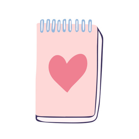 Doodle note book with heart vector illustrationのイラスト素材