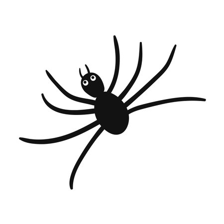 Vector cartoon spider illustration. Black spider vector sketch. Halloween clip art decor.のイラスト素材