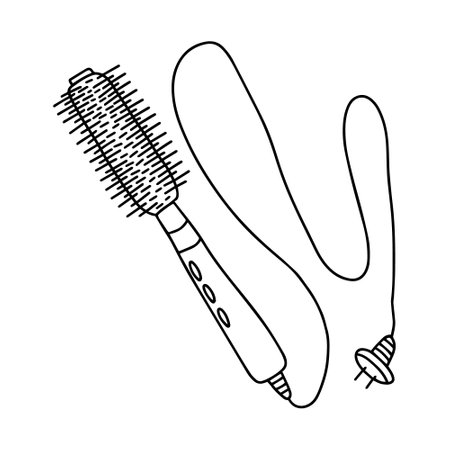 Doodle hair styler vector illustration. Hand drawn vector hair styling tool.のイラスト素材