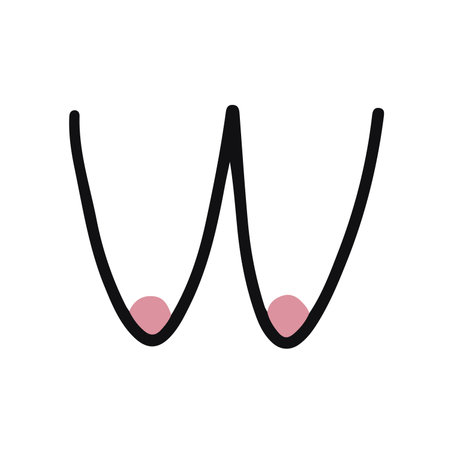 Doodle woman breast vector illustration. Hand drawn big woman breast isolatedのイラスト素材