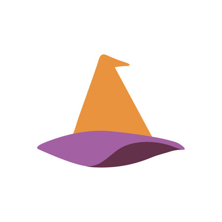 Vector witch hat illustration. Flat style Halloween hat isolated