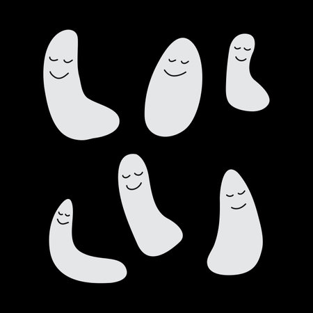 Cute Halloween ghosts vector illustration set.のイラスト素材