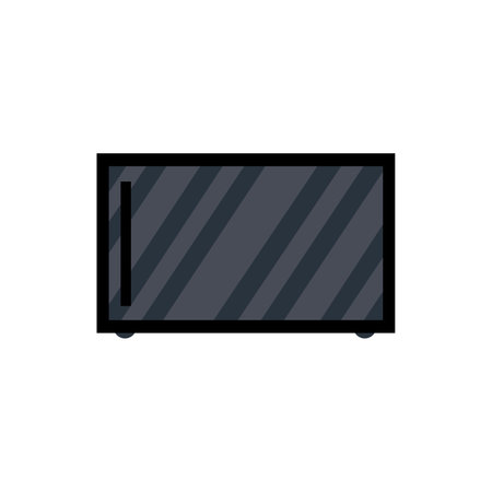 Vector flat microwave oven isolated. Flat microwave oven in black color illustrationのイラスト素材