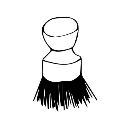 Vector wooden brush for dish washing. Hand drawn shaving brush. Eco friendly element.のイラスト素材