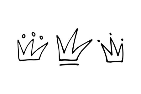 Doodle crown set. Hand drawn simple crowns. Vector stock illustrationのイラスト素材