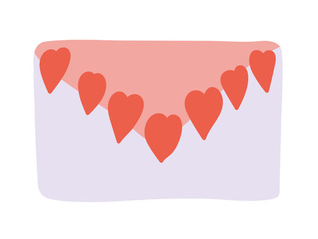 Love envelope with red hearts. Hand drawn greeting card isolated on white background.のイラスト素材