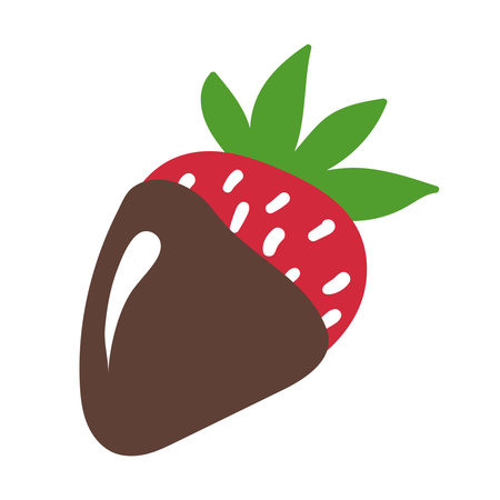 Strawberry in chocolate vector illustration. Hand drawn cartoon candy. Tasty strawberry in dark chocolate isolated.のイラスト素材