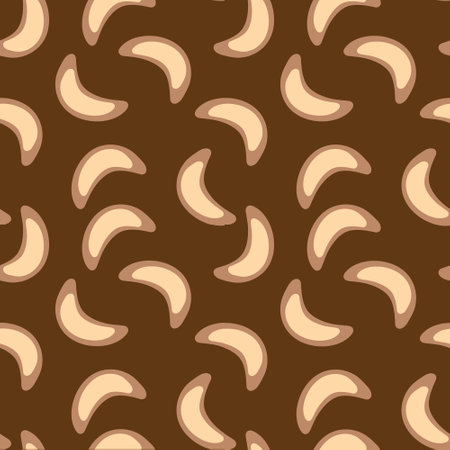 Vector cacao cookie seamless pattern. Cute hand drawn sweet cookies on brown background.のイラスト素材