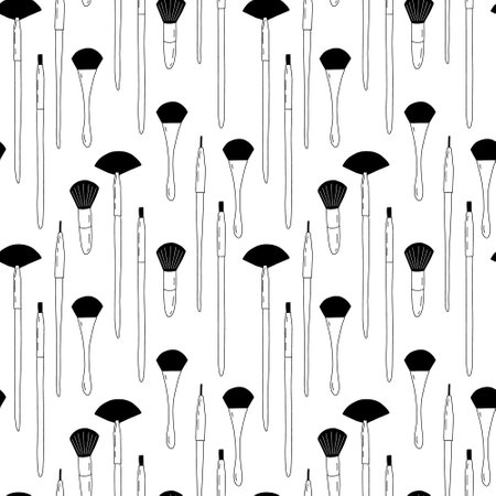 Different brushes for manicure and make up seamless patternのイラスト素材