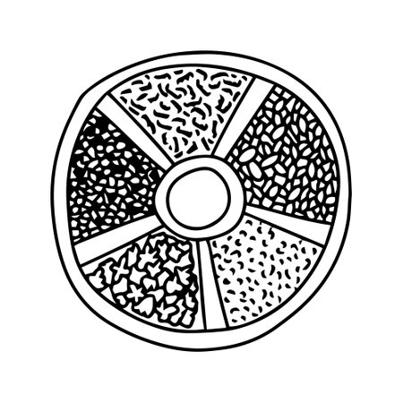 Doodle box with rhinestones for manicure vector illustration.のイラスト素材