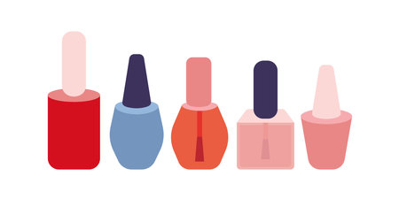 Vector gel polish bottles set for manicure. Different kinds of nail polish setのイラスト素材