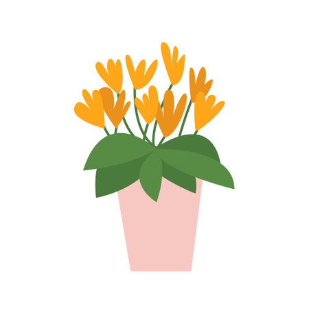 Vector field flowers in vase flat style illustrationのイラスト素材