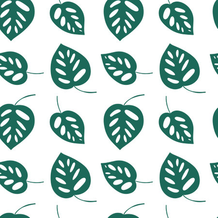 Monkey leaf seamless pattern. Vector monstera leaf seamless patternのイラスト素材