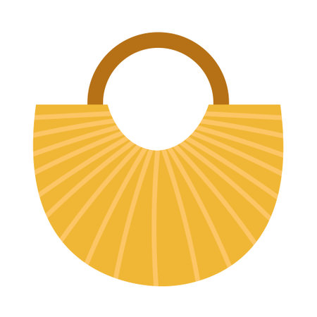 Summer beach bag vector flat illustration. Wicker bag isolatedのイラスト素材