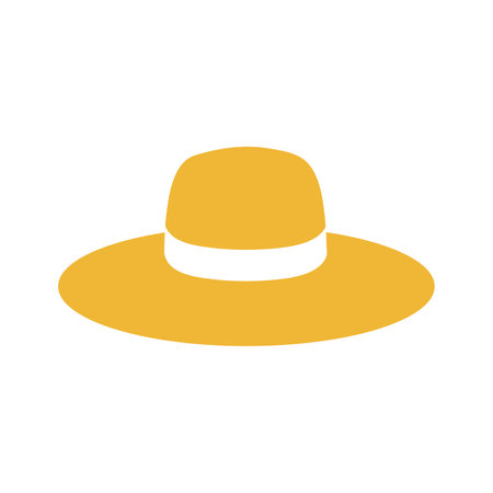 Vector summer straw hat illustration. Flat style beach hatのイラスト素材