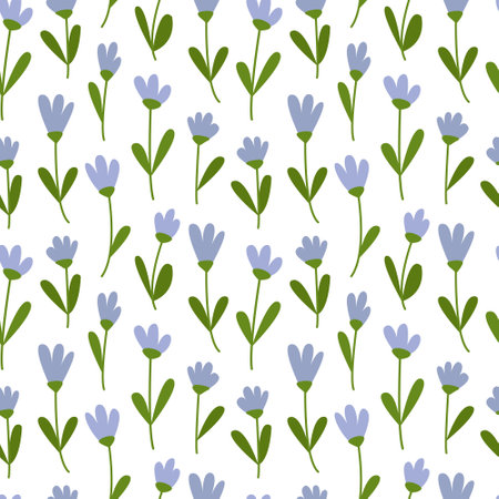 Cornflower seamless pattern. Millefleurs vector floral patternのイラスト素材