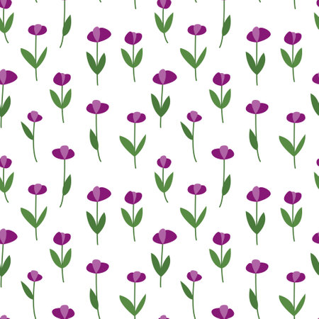 Vector violet flower seamless pattern. Trendy ditsy floral pattern.のイラスト素材