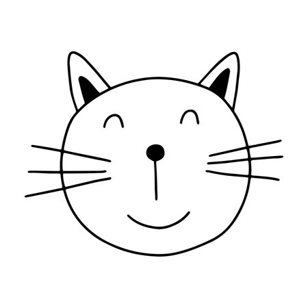 Doodle cat face vector illustrationのイラスト素材