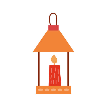 Flat outdoor light with candle vector illustrationのイラスト素材