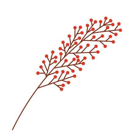 Flat rowan berry branch vector clipartのイラスト素材
