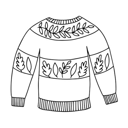 Doodle autumn ugly sweater vector sketchのイラスト素材