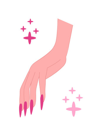 Woman hand with stiletto shape manicure. Vector woman manicure with stiletto nailsのイラスト素材