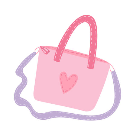 Woman fitness bag with heart flat illustrationのイラスト素材