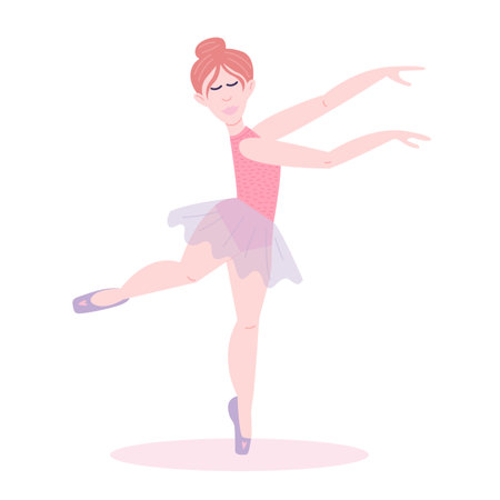 Ballerina character vector illustration. Flat style ballet dancer vector.のイラスト素材