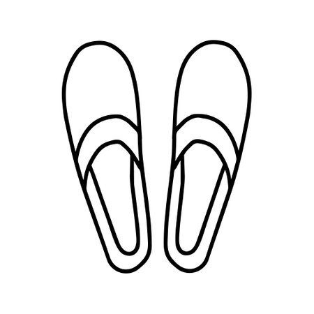 Hand drawn home slippers illustration. Doodle vector slippers isolatedのイラスト素材